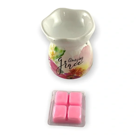 Amazing Grace Wax Melt Burner Set With Melts White Floral Multi Color NEW - Picture 3 of 10
